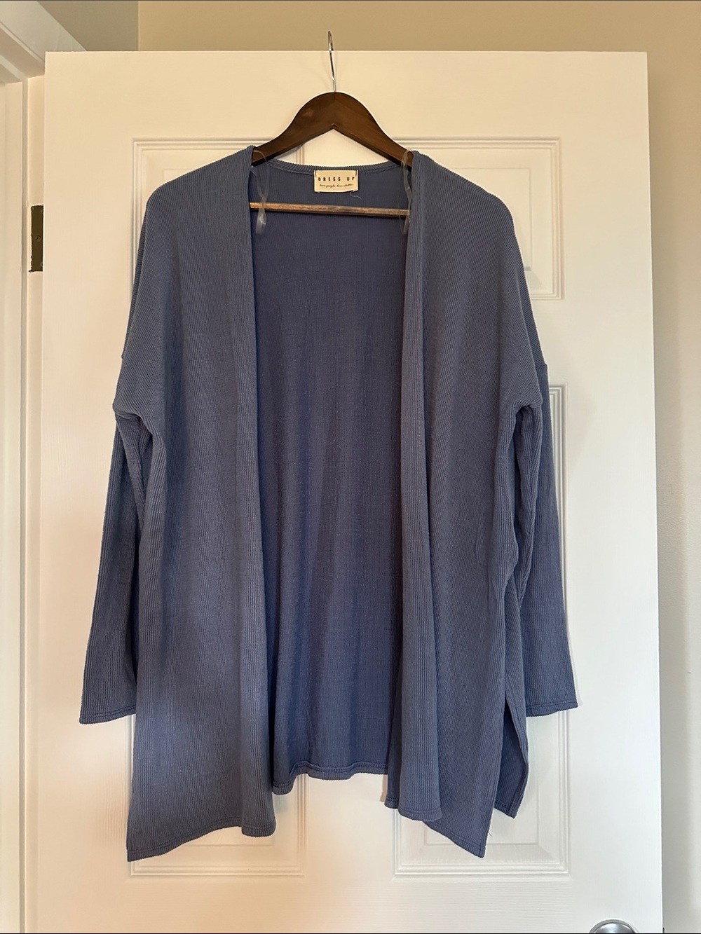 Open-Front Lightweight Cardigan in Dusty Blue - Relaxed Layering